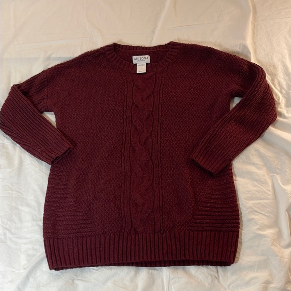 Arizona Jean Company Women's Burgundy Cable Knit Sweater Size Medium